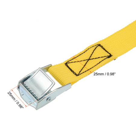 Yellow 5Mx25mm Tie Down Strap for Luggage Tie Down Straps with cam Lock Buckle 250Kg Workload 4 Pieces 